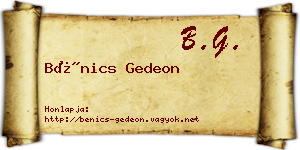 Bénics Gedeon névjegykártya